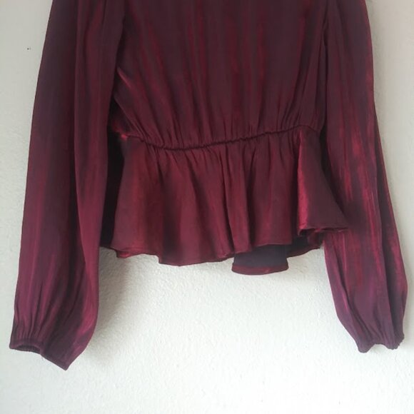 Peach wine metallic long sleeve women's size L blouse - Picture 6 of 13